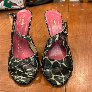 Kate Spade Animal Giraffe Print Peep Toe Slingback High Heels Size 7